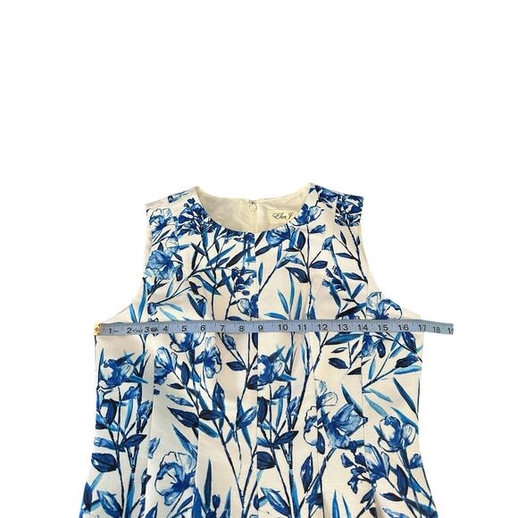 Eliza J‎ Blue White Floral Cocktail Hour Sleeveless Sheath Midi Dress Size 6 - Picture 9 of 10